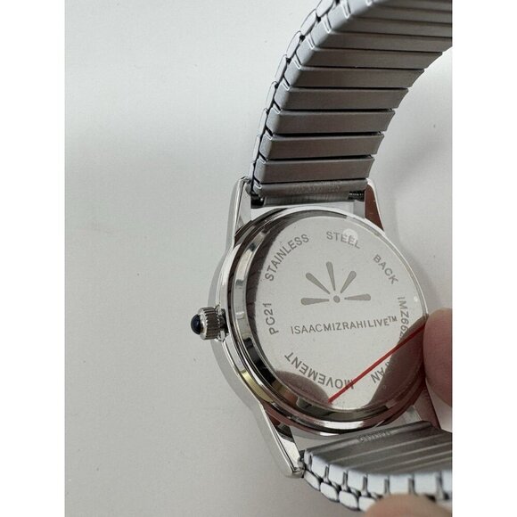 Isaac Mizrahi Live Watch Women 32mm Blue Tone Checkered Stretch New In Box - Picture 3 of 4